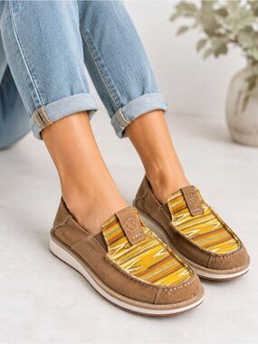 ARIAT Western Print Suede Leather Loafers Slip-On Shoes Women’s 6.5
